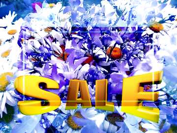 FX №199143 Bouquet. Daisies and Bells Sales promotion 3d Gold letters sale background Template