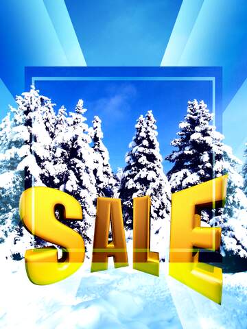FX №199127 Tree Snow sun Winter Sales promotion 3d Gold letters sale background Template