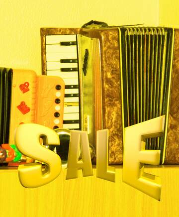FX №199124 Accordion saxophone Sales promotion 3d Gold letters sale background