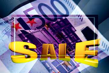 FX №199255 Euro currency 500 Sales promotion 3d Gold letters sale background Template