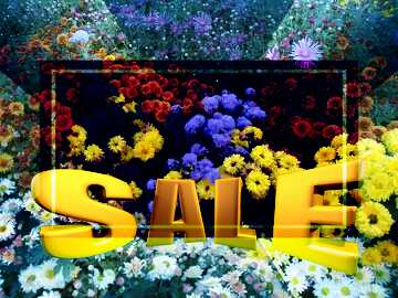 FX №199066 Fall Flowers Sales promotion 3d Gold letters sale background Template