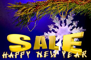 FX №199392  happy New year Winter sale snowflake banner template Sales promotion 3d Gold letters sale...