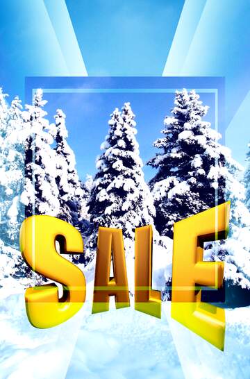 FX №199128 Tree Snow sun Sales promotion 3d Gold letters sale background Forest Template