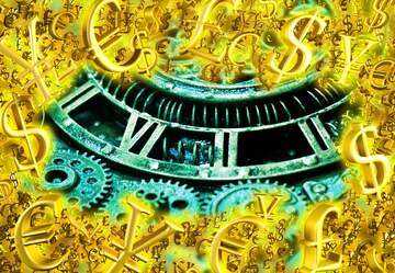 FX №199874 Steampunk Gold money frame border 3d currency symbols business template Background