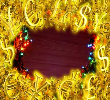 FX №199904  Christmas wreath copy space background Sale offer discount template Gold money frame border 3d...