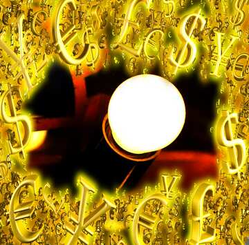 FX №199944  Gold money frame border 3d currency symbols business template Incandescent Old Bulbs