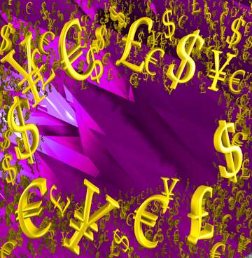FX №199663  Gold money frame border 3d currency symbols business template Purple Abstract Background