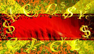 FX №199657  Gold money frame border 3d currency symbols business template Yellow Red Hot Sale Design