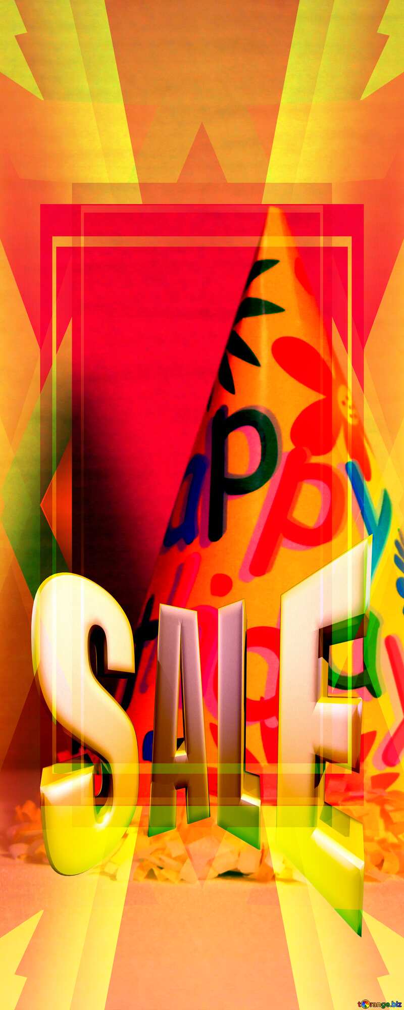  Cap celebratory Happy Birthday Frame Design Template Sales promotion 3d Gold letters sale background №926