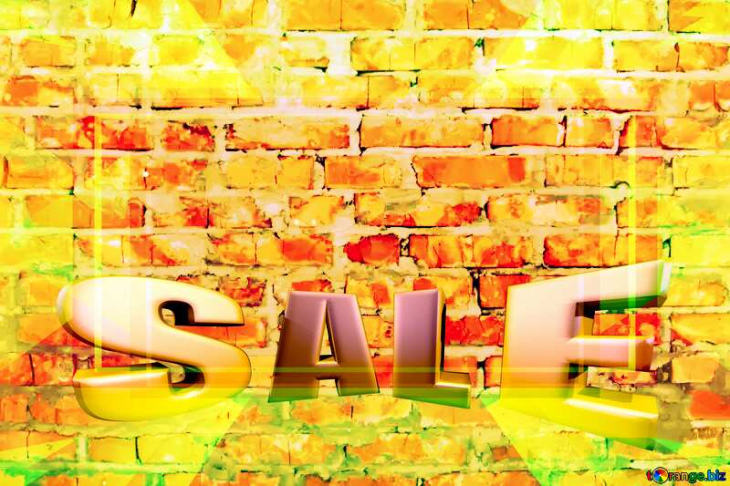  Yellow brick wall texture Infographic Frame Design Template Sales promotion 3d Gold letters sale background №816