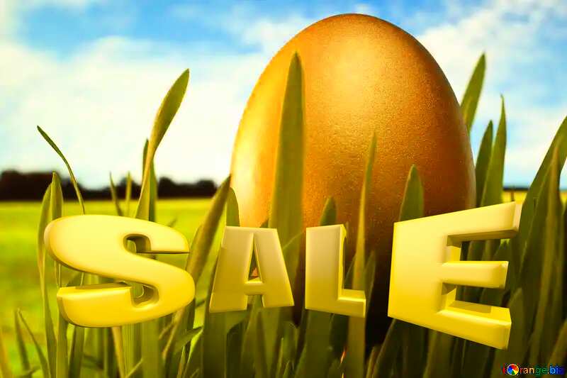  Sales promotion 3d Gold letters sale background Easter Egg Gold Template №8112