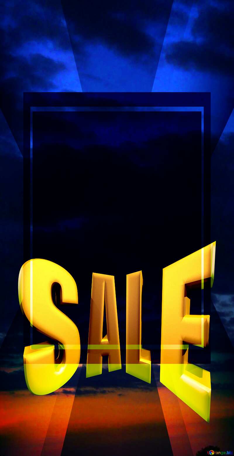 A dark night sky Sales promotion 3d Gold letters sale background Template №2403