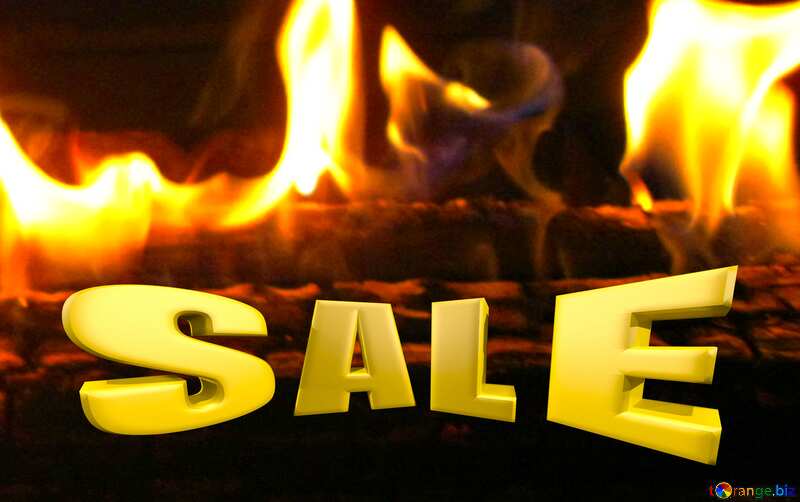 Fire flames Sales promotion 3d Gold letters sale background №9373