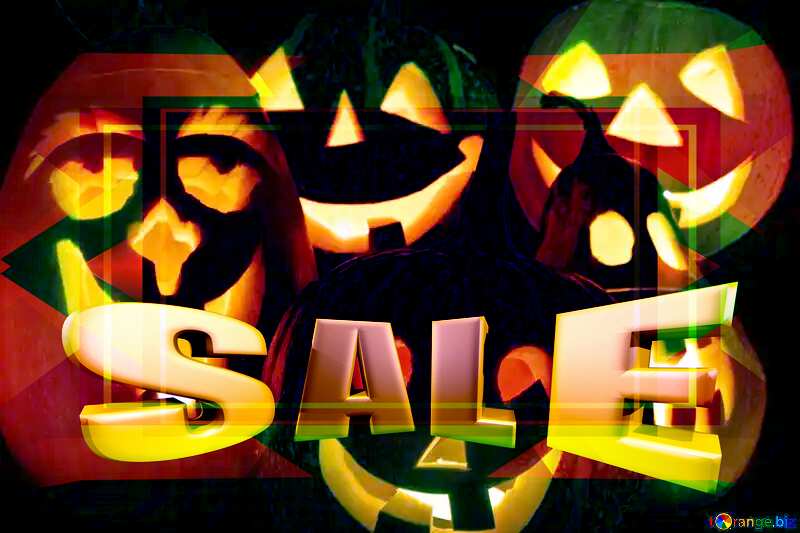 Halloween Sales promotion 3d Gold letters sale background Faces Template №5931