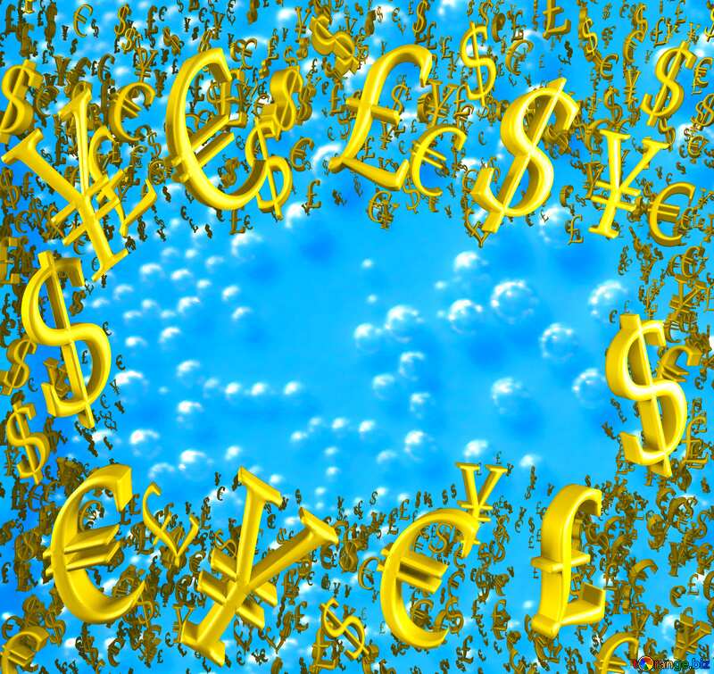 Lemon water Gold money frame border 3d currency symbols business template Pattern №40820