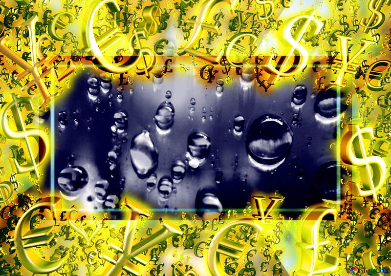  Raindrops macro background Sale offer discount template Design Layout Gold money frame border 3d currency symbols business template №47981