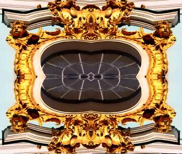 FX №20267 Texture. With gold frame Round window.