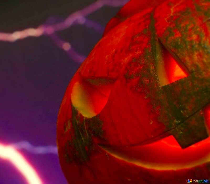 Image for profile picture Halloween pumpkin on the background of lightning. №46186