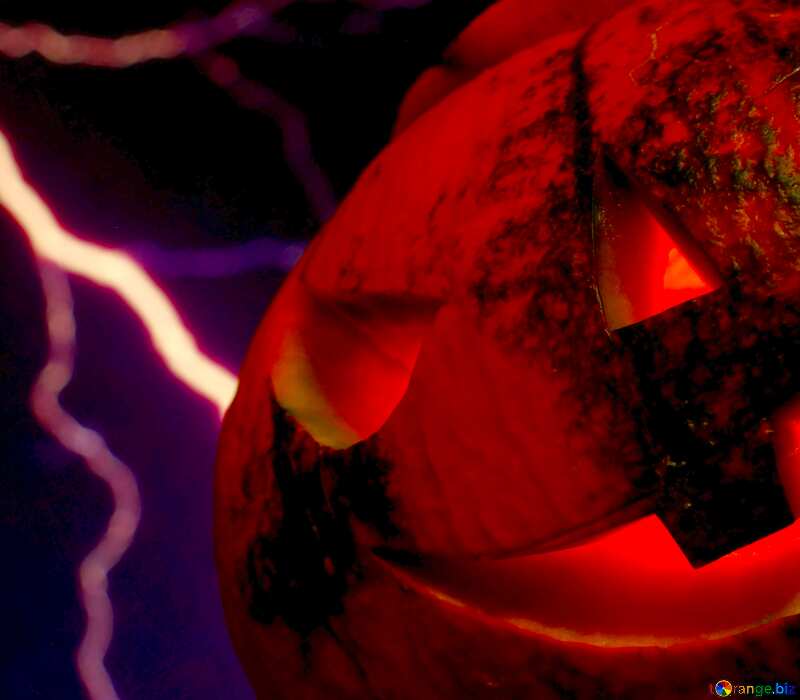 Image for profile picture Halloween pumpkin on the background of lightning. №46187