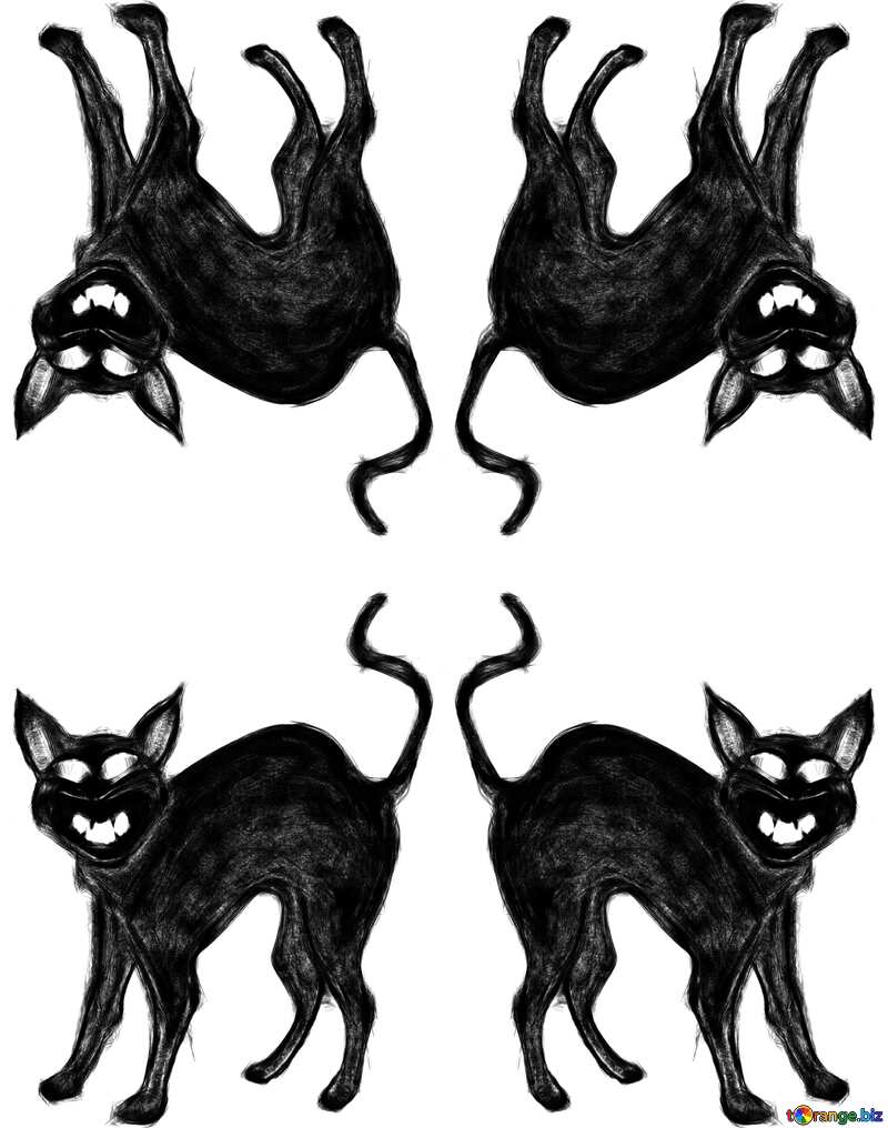 Texture. Halloween clipart evil black cat. №40583