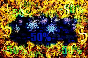 FX №200082  Christmas Clipart discount Sales background Gold money frame border 3d currency symbols business...