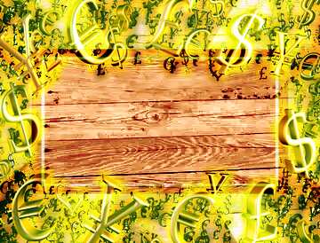FX №200296 The texture of the wooden shield Gold money frame border 3d currency symbols business template