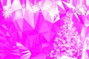 FX №200626 Pink Christmas and new year Polygon background with triangles