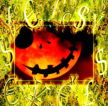 FX №200127  Halloween background with the Moon Sale offer discount template Gold money frame border 3d...