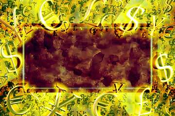 FX №200344 Texture of old paper Gold money frame border 3d currency symbols business template