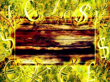 FX №200357 Texture of old wood Gold money frame border 3d currency symbols business template