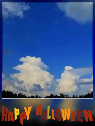 FX №200984 Blue Sky with clouds over the forest happy halloween