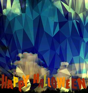 FX №200998 Blue Sky with clouds over the forest happy halloween Polygon background with triangles
