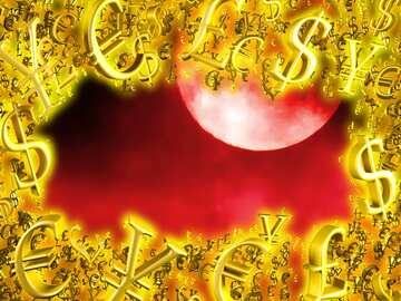 FX №200292  Gold money frame border 3d currency symbols business template Mars Moon Red Planet Background