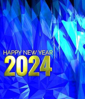 FX №200791 Template Happy New Year 2024 Blue Futuristic Polygon background with triangles