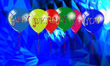 FX №200797 Happy Birthday Card Blue futuristic abstract shape. Polygon background with triangles