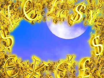FX №200293  Moon Sale offer discount template Background Gold money frame border 3d currency symbols business...
