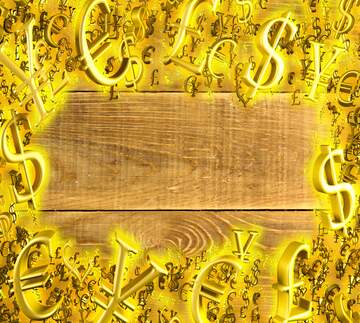 FX №200169  wooden background Sale offer discount template Gold money frame border 3d currency symbols...