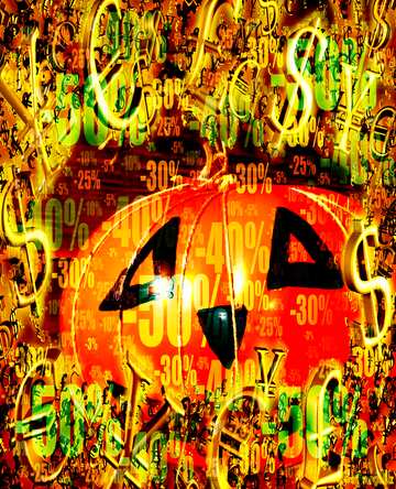 FX №200212  Sale offer discount template Halloween Background Pumpkin Gold money frame border 3d currency...