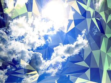 FX №200681 Sun and clouds Polygon background with triangles