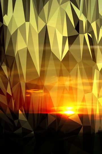 FX №200697 Beautiful sunset trees Polygon background with triangles
