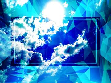 FX №200947 Sun and clouds Polygon background with triangles frame template