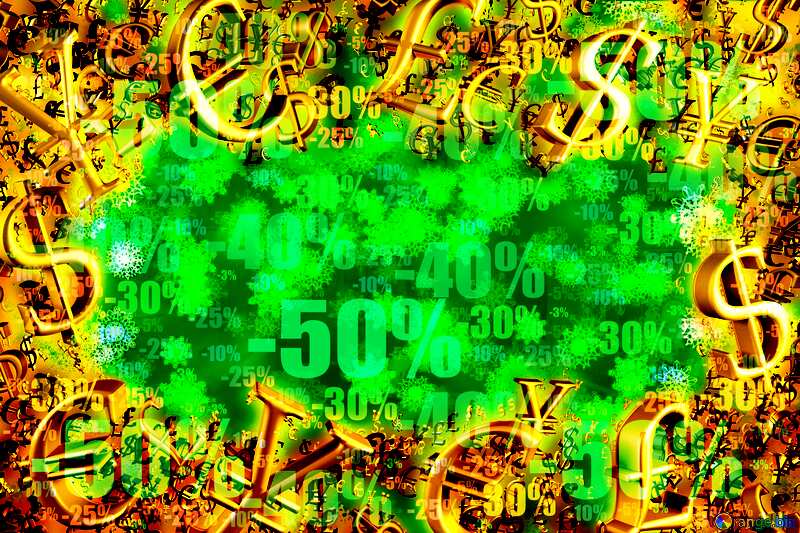  Green Background Christmas Sale Store discount dark background. Gold money frame border 3d currency symbols business template №40705