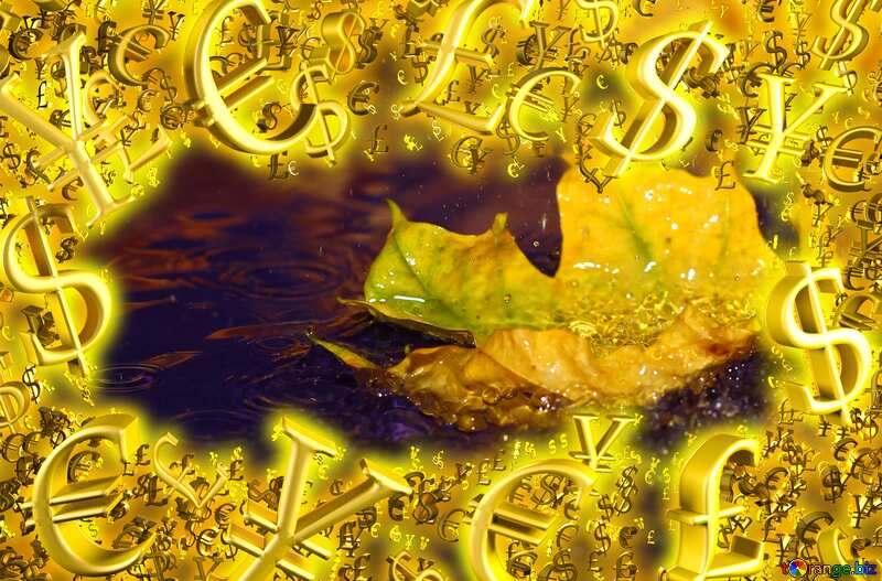  Autumn Rain sale discount banner design letter Gold money frame border 3d currency symbols business template №34629