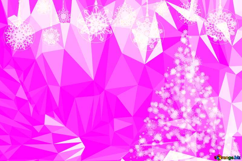 Pink Christmas and new year Polygon background with triangles №40685