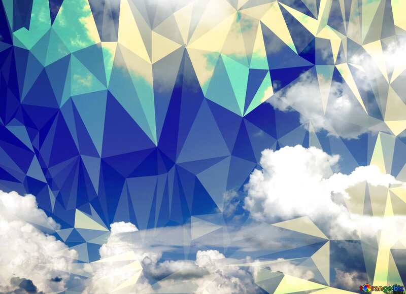 Blue Sky with clouds Polygonal background with triangles №27376
