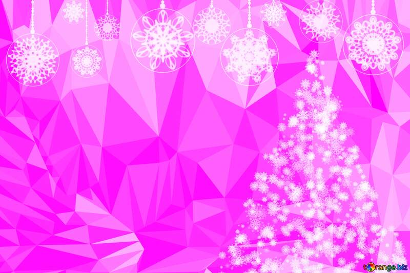 Pink Christmas and new year Polygonal background with triangles №40685