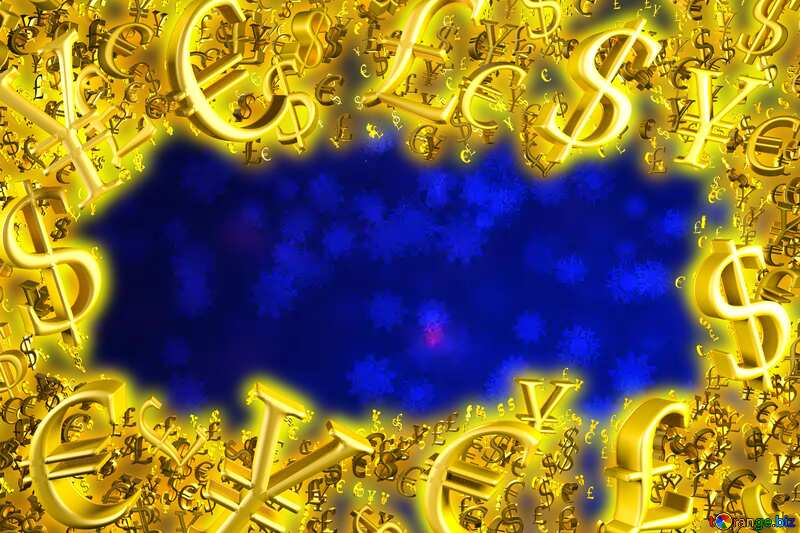  Blue Snowflake background Sale offer discount template Gold money frame border 3d currency symbols business №40700