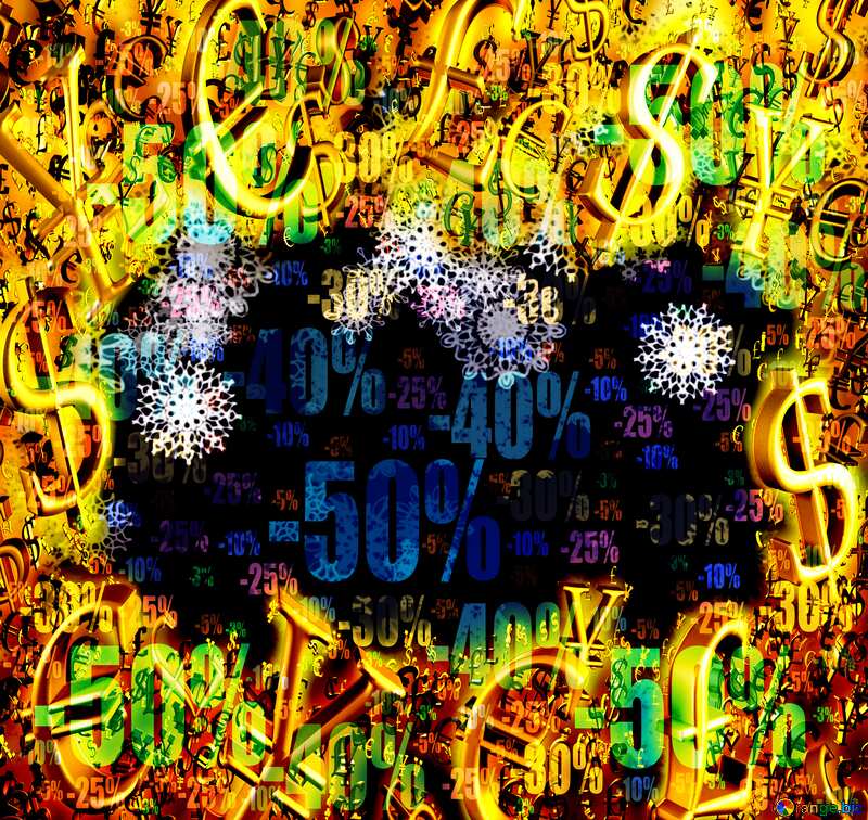  Background for new year sales Store discount dark background. Gold money frame border 3d currency symbols business template №40698