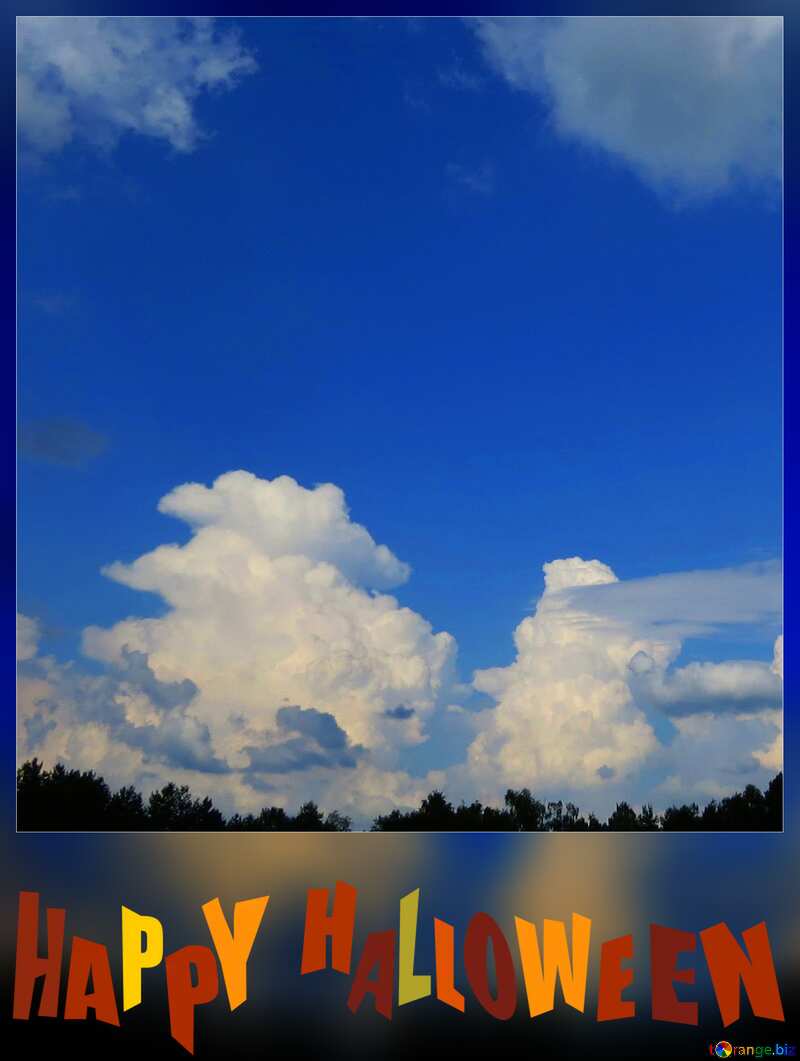 Blue Sky with clouds over the forest happy halloween №27376