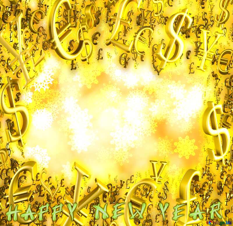  Yellow background Christmas and new year Sale offer discount template Sales promotion 3d Gold letters Gold money frame border 3d currency symbols business template №40706